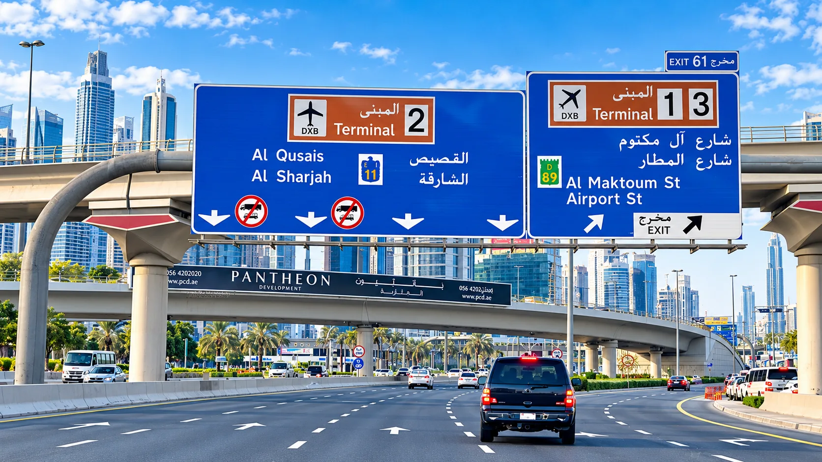 Overhead highway signage