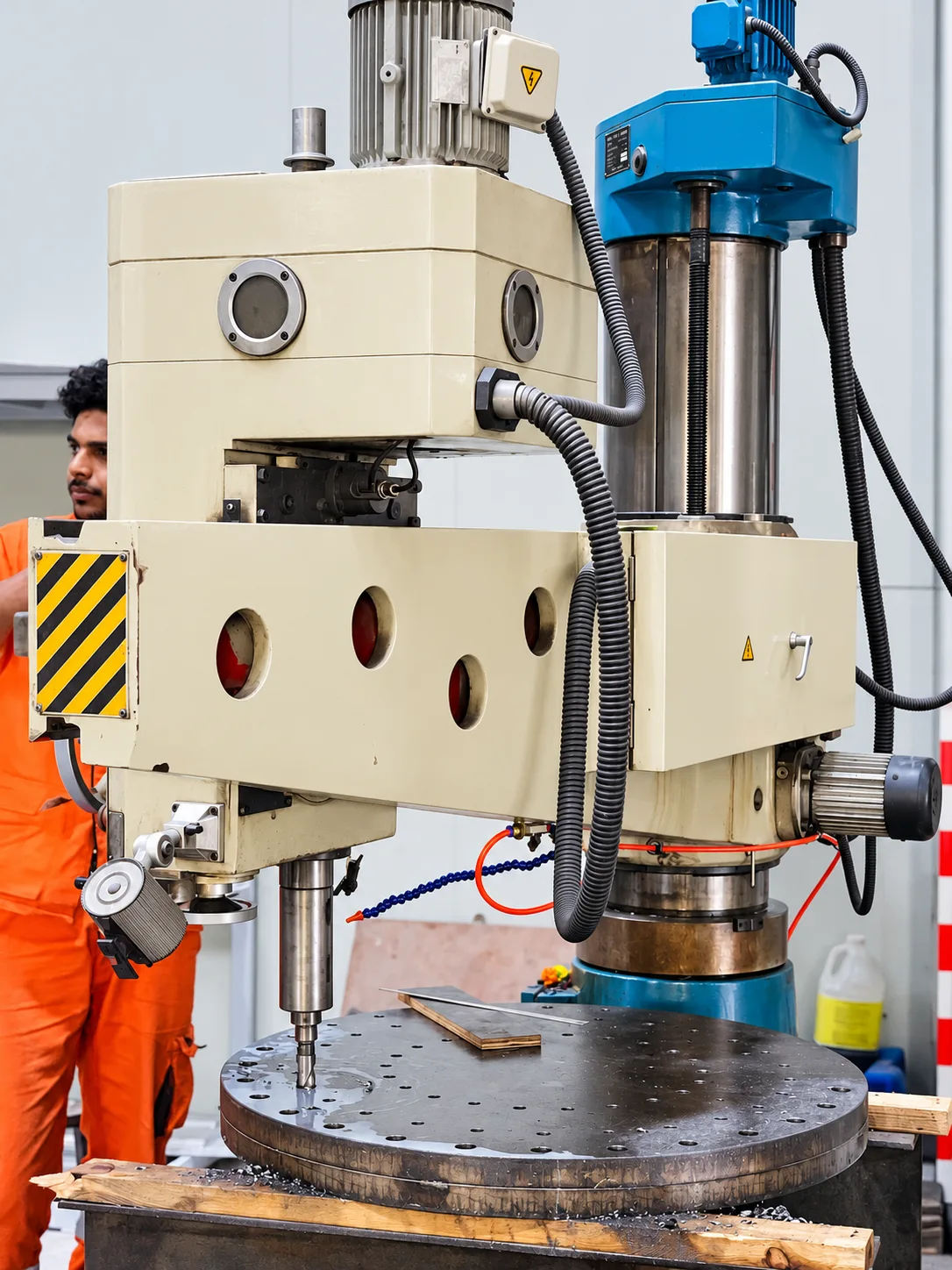 Heavy industrial drill in workshop