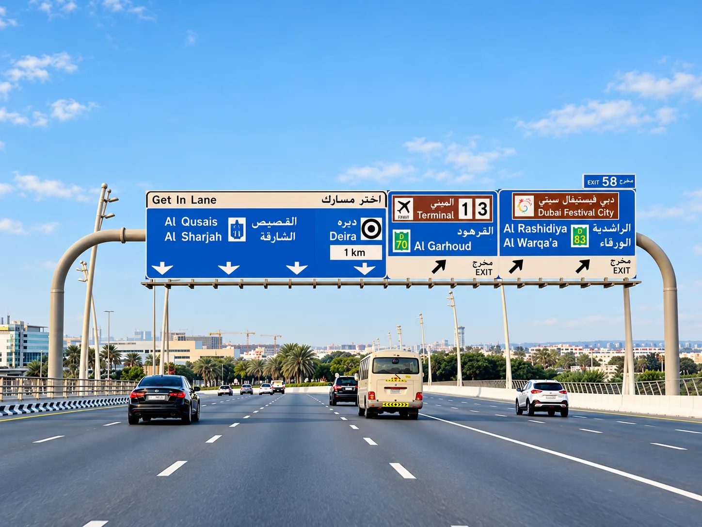 Overhead multi-destination signs