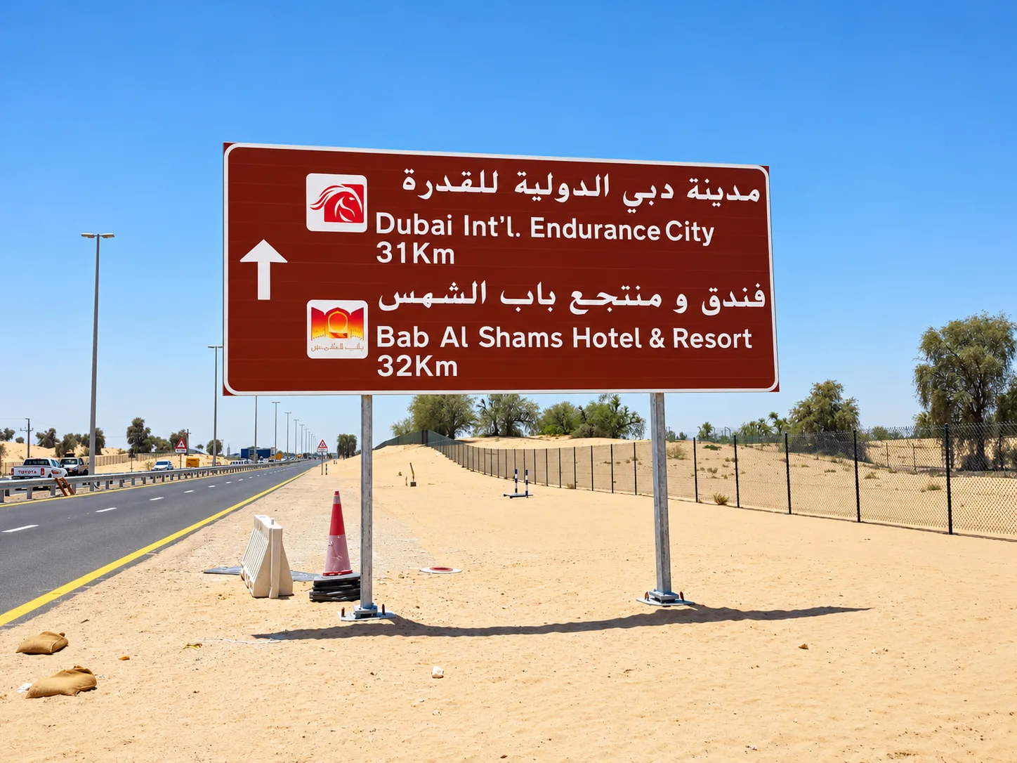 Brown tourism attraction destination signs, illustrative capability imagery only