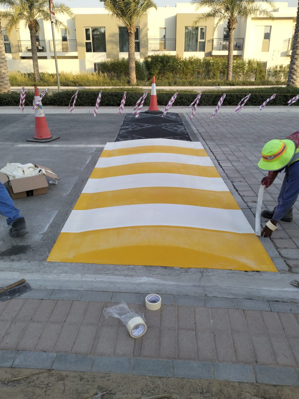 Yellow and white raised-roadway markings