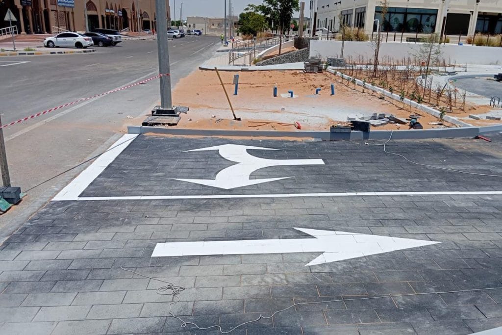 Directional arrow markings during site work