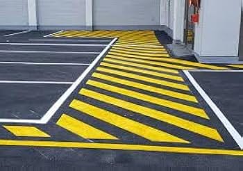 Yellow no-stop hatched surface
