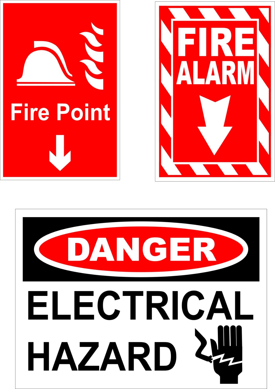 Safety Signs image 04 — Fire point, fire alarm and electrical hazard signs