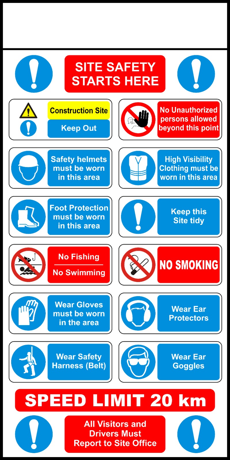 Safety Signs image 05 — Site safety starts here board with PPE and access rules